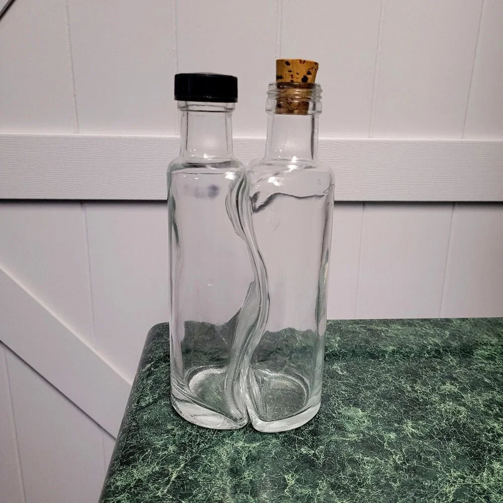 Vinegar and Oil Clear Bottles That Fit Each Other